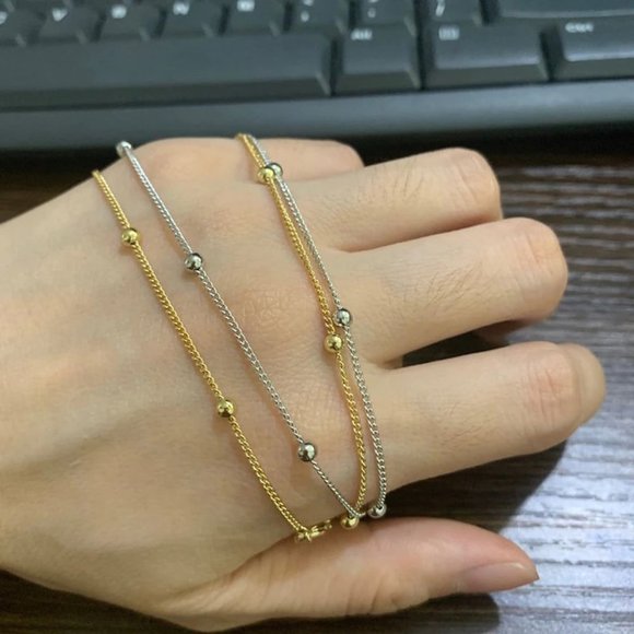 *NEW 925 Sterling Silver Simple Bead Necklace - Picture 5 of 11